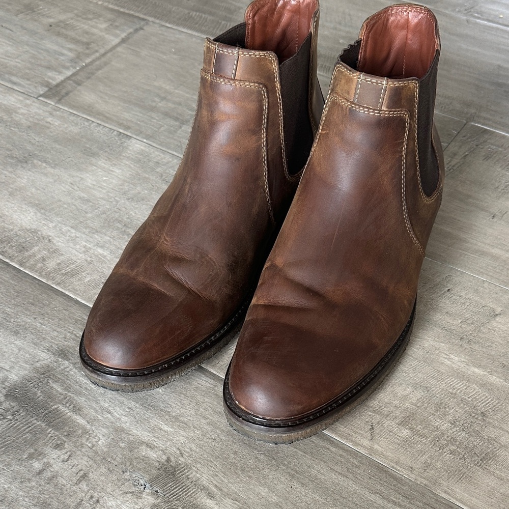 Johnston & Murphy Dark Brown Leather Ankle Boots Chelsea Boots
